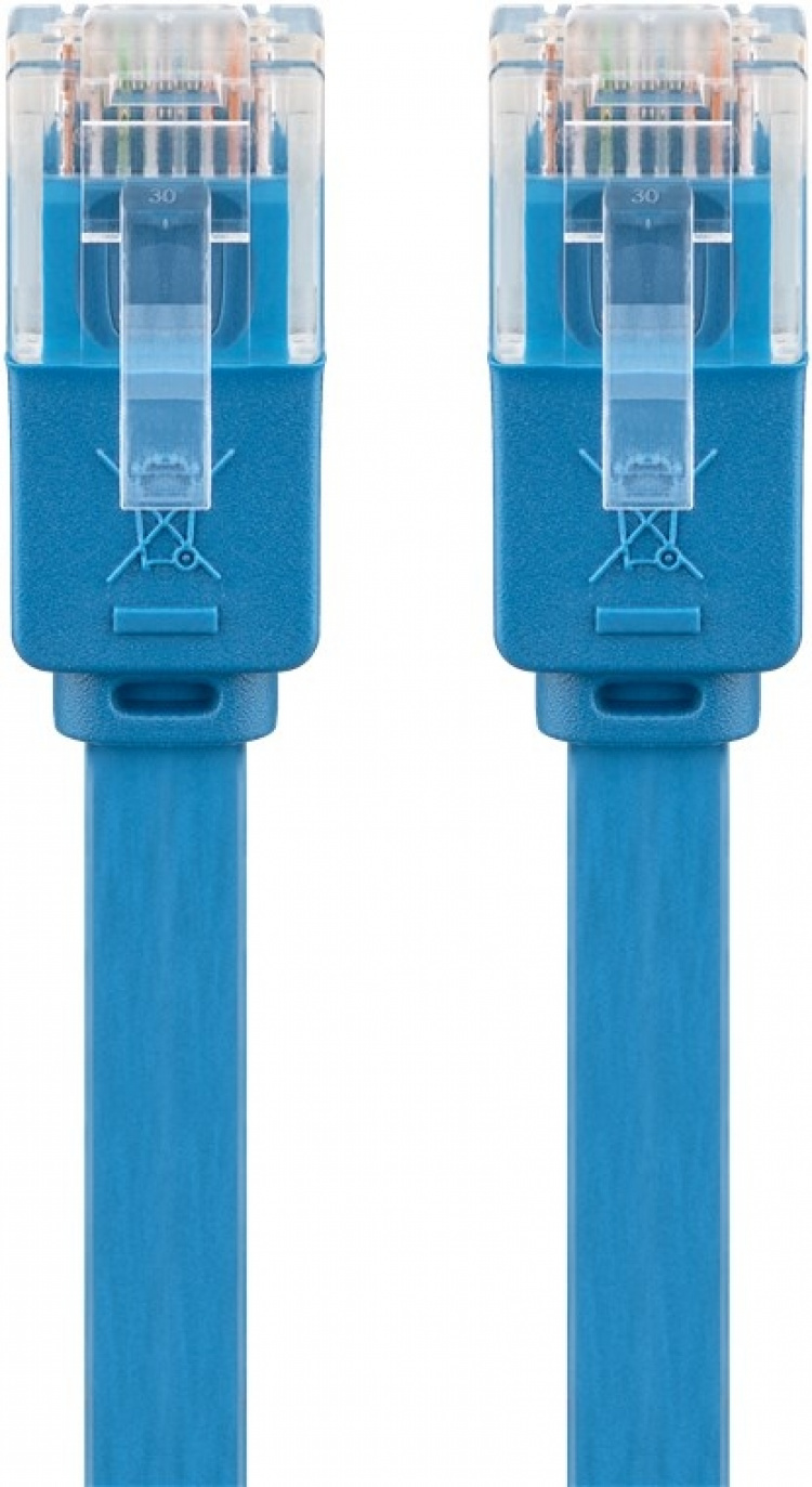 Goobay Platte CAT 6 netwerkkabel, U/UTP, blauw koperen geleider (CU), 2 m