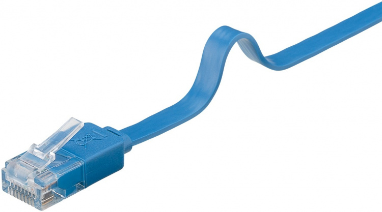 Goobay Platte CAT 6 netwerkkabel, U/UTP, blauw koperen geleider (CU), 2 m