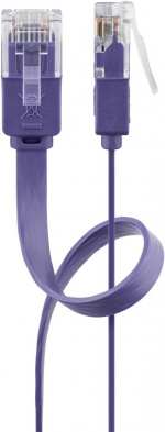 Goobay Platte CAT 6 netwerkkabel, U/UTP, paars koperen geleider (CU), 2 m