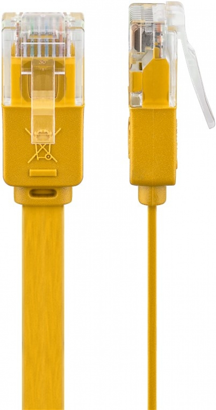 Goobay Platte CAT 6 netwerkkabel, U/UTP, geel koperen geleider (CU), 3 m