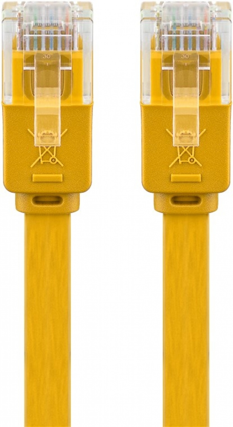 Goobay Platte CAT 6 netwerkkabel, U/UTP, geel koperen geleider (CU), 3 m