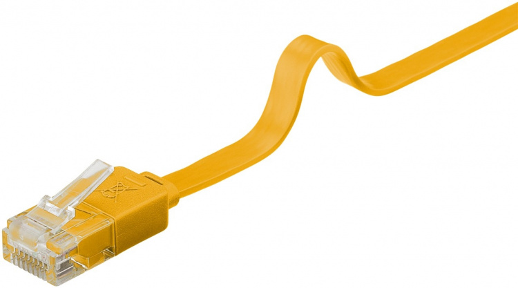 Goobay Platte CAT 6 netwerkkabel, U/UTP, geel koperen geleider (CU), 3 m