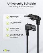 Goobay Aansluitkabel Eurostekker aan beide uiteinden afgeschuind, 0,75 m, zwart Eurostekker (type C, CEE 7/16) > contrastekker C7