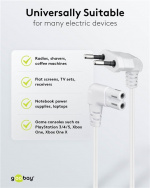 Goobay Aansluitkabel Eurostekker aan beide uiteinden afgeschuind, 0,75 m, wit Eurostekker (type C, CEE 7/16) > contrastekker C7 Goobay Aansluitkabel Eurostekker aan beide uiteinden afgeschuind, 0,75 m, wit Eurostekker (type C, CEE 7/16) > contrastekker C7