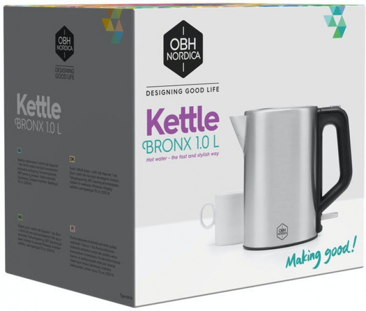 OBH Nordica Bronx -vedenkeitin 1 l, ruostumaton teräs OBH Nordica Bronx -vedenkeitin 1 l, ruostumaton teräs