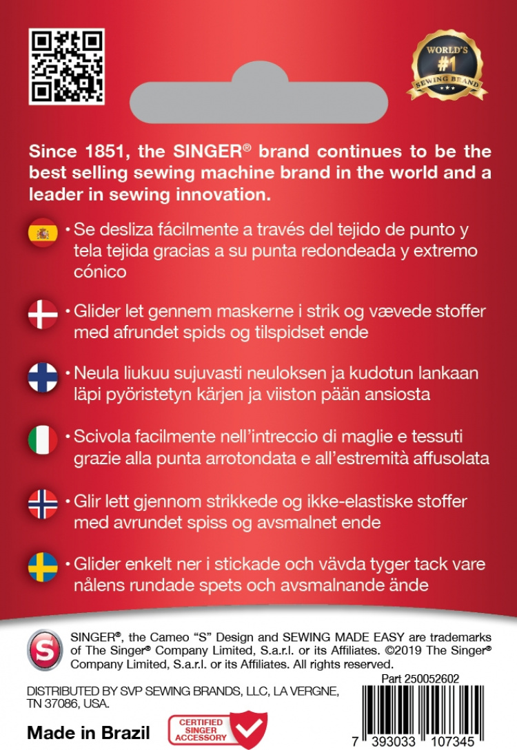 Singer yleisneulalajitelma, 5 kpl