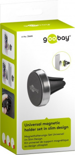 Goobay Universell magnethållare i smal design För enkel och säker fastsättning av små mobila enheter i fordonet Goobay Universell magnethållare i smal design För enkel och säker fastsättning av små mobila enheter i fordonet