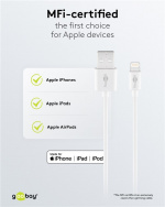 Goobay Apple Lightning laddningssats (5 W) Strömförsörjning med Apple Lightning-kabel 1 m (vit)
