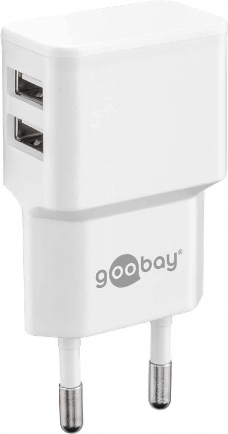 Goobay Apple Lightning Dual laddningssats (12 W) Strömförsörjningsenhet med 2x USB-uttag och Apple Lightning-kabel 1 m (vit) Goobay Apple Lightning Dual laddningssats (12 W) Strömförsörjningsenhet med 2x USB-uttag och Apple Lightning-kabel 1 m (vit)