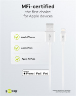 Goobay Apple Lightning Dual laddningssats (12 W) Strömförsörjningsenhet med 2x USB-uttag och Apple Lightning-kabel 1 m (vit) Goobay Apple Lightning Dual laddningssats (12 W) Strömförsörjningsenhet med 2x USB-uttag och Apple Lightning-kabel 1 m (vit)