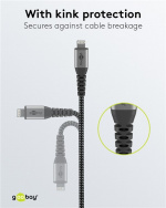 Goobay Lightning till USB-A-textilkabel med metallpluggar 2 m elegant och extra robust anslutningskabel för t.ex. Apple iPhone, iPad (Apple MFi certifierad) Goobay Lightning till USB-A-textilkabel med metallpluggar 2 m elegant och extra robust anslutningskabel för t.ex. Apple iPhone, iPad (Apple MFi certifierad)