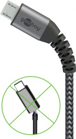 Goobay Micro-USB till USB-A textilkabel med metallkontakter 1 m elegant och extra robust anslutningskabel för enheter med Micro-USB-anslutning