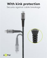 Goobay Micro-USB till USB-A textilkabel med metallkontakter 2 m elegant och extra robust anslutningskabel för enheter med Micro-USB-anslutning Goobay Micro-USB till USB-A textilkabel med metallkontakter 2 m elegant och extra robust anslutningskabel för enheter med Micro-USB-anslutning