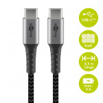 Goobay USB-C™-till-USB-C™-textilkabel med metallkontakter 0,5 m elegant och extra robust anslutningskabel för enheter med USB-C™-port Goobay USB-C™-till-USB-C™-textilkabel med metallkontakter 0,5 m elegant och extra robust anslutningskabel för enheter med USB-C™-port