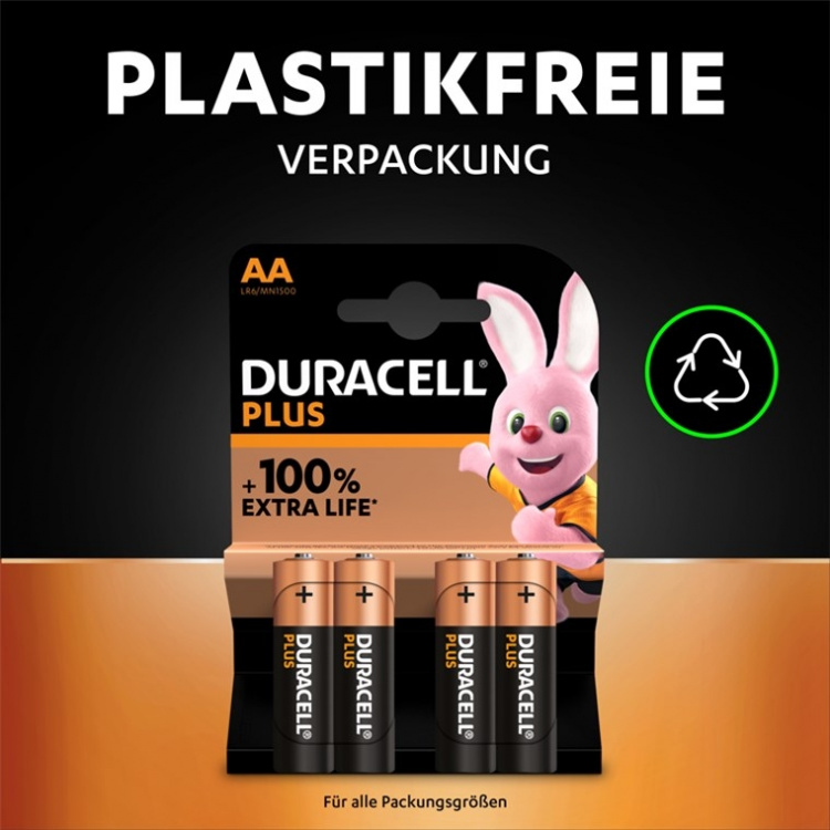 Duracell LR6/AA (Mignon) (MN1500) batteri, 4 st. blister alkaliskt manganbatteri, 1,5 V