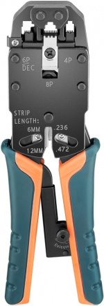 Fixpoint Crimptång för modularkontakter för crimpning av 4-, 6-, 8- och 10-poliga Western-kontakter av typ RJ10, RJ11, RJ12, RJ45 och RJ50 samt DEC Fixpoint Crimptång för modularkontakter för crimpning av 4-, 6-, 8- och 10-poliga Western-kontakter av typ RJ10, RJ11, RJ12, RJ45 och RJ50 samt DEC