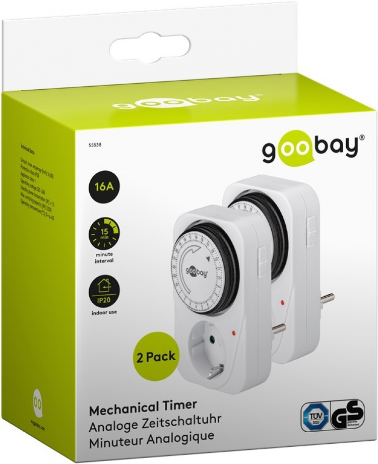 Goobay Set med 2, analog timer Lätt att använda en analog timer