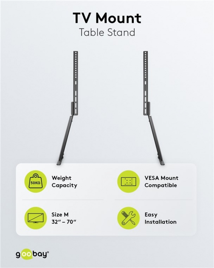 Goobay TV bordsställ för TV-apparater och monitorer mellan 32 och 70 tum (81-178 cm) upp till 50 kg, lutas Goobay TV bordsställ för TV-apparater och monitorer mellan 32 och 70 tum (81-178 cm) upp till 50 kg, lutas