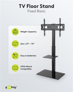 Goobay TV-golvstativ Basic (storlek L) för TV-apparater och bildskärmar mellan 37 och 70 tum (94-178 cm) upp till 40 kg, svängbar Goobay TV-golvstativ Basic (storlek L) för TV-apparater och bildskärmar mellan 37 och 70 tum (94-178 cm) upp till 40 kg, svängbar