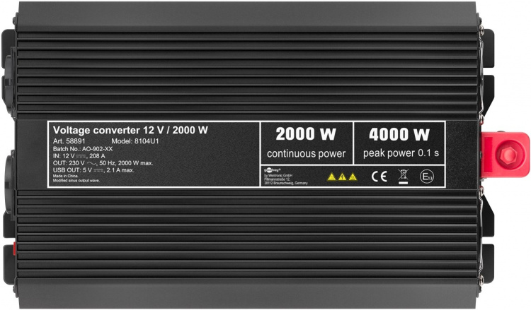 Goobay Spänningsomvandlare DC/AC (12 V - 230 V/2000 W) USB omvandlar 12 V DC till 230 V AC