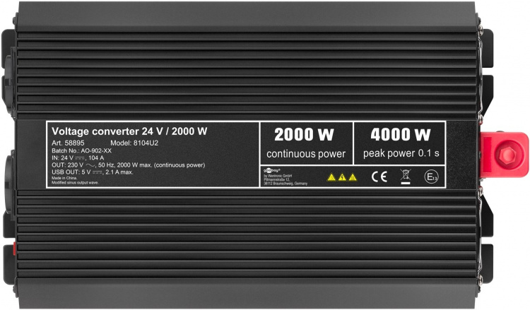 Goobay Spänningsomvandlare DC/AC (24 V - 230 V/2000 W) USB omvandlar 24 V DC till 230 V AC Goobay Spänningsomvandlare DC/AC (24 V - 230 V/2000 W) USB omvandlar 24 V DC till 230 V AC