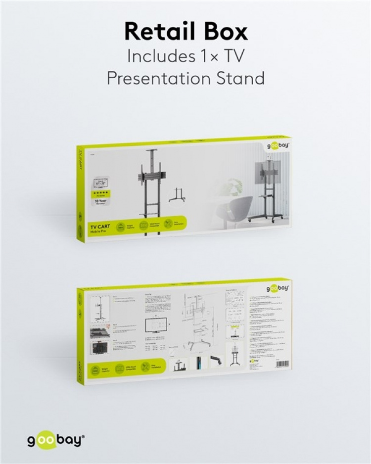 Goobay TV-presentationsstativ Pro (storlek L) för TV-apparater och monitorer mellan 37 och 70 tum (94-178 cm) upp till 50 kg, vinklingsbar Goobay TV-presentationsstativ Pro (storlek L) för TV-apparater och monitorer mellan 37 och 70 tum (94-178 cm) upp till 50 kg, vinklingsbar