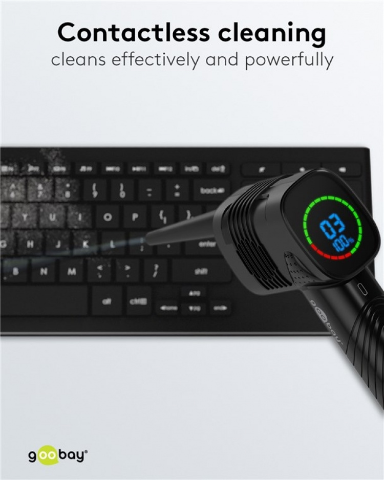 Goobay Elektrisk dammblåsare för kontaktlös rengöring av PC-tillbehör och hushållsartiklar