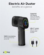 Goobay Elektrisk dammblåsare för kontaktlös rengöring av PC-tillbehör och hushållsartiklar