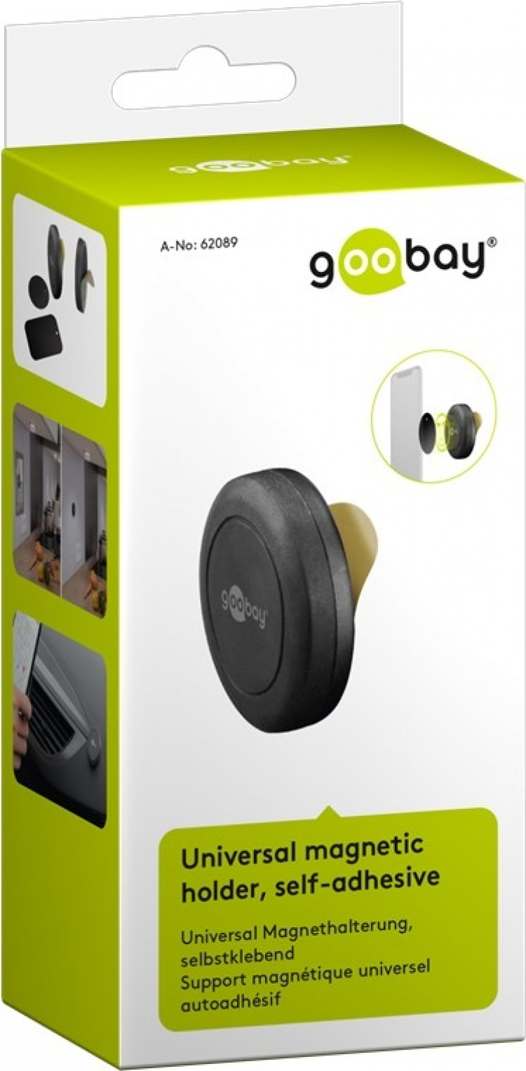 Goobay Universell magnetisk hållare, självhäftande För snabb och säker fastsättning av smartphones i bilen eller i hushållet