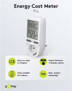 Goobay Digital energimätare Pro för mätning av energiförbrukningen för elektriska hushållsapparater