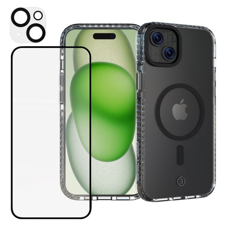 Impact Zero mobilskal 3in1-set kompatibel med Apple iPhone 15 Plus, transparent