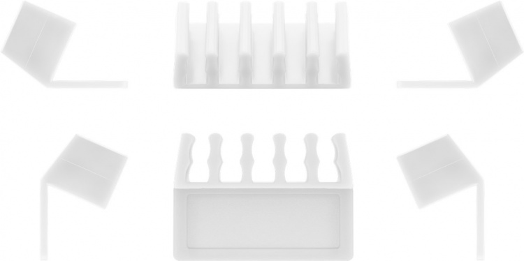 Goobay Kabelhantering 5 urtag, vit 2-pack för att ordna och fästa, avtagbar Goobay Kabelhantering 5 urtag, vit 2-pack för att ordna och fästa, avtagbar