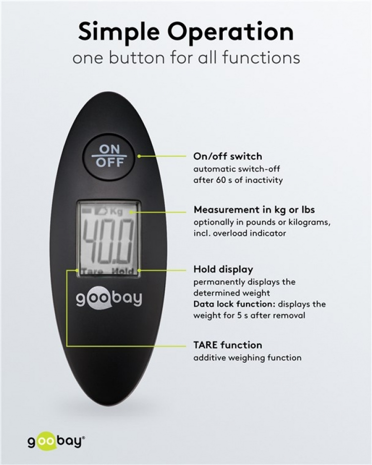 Goobay Digital väskvåg för en vikt på upp till 40 kg