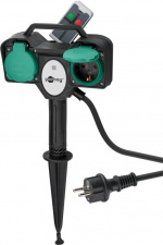 Goobay Dubbelt grenuttag för utomhusbruk med fjärrkontroll särskilt lämplig för utomhusbruk, stänkskydd (IP44)