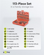 Fixpoint Bitssats, 113 delar bitsats för sladdlösa skruvmejslar och spärrnycklar Fixpoint Bitssats, 113 delar bitsats för sladdlösa skruvmejslar och spärrnycklar