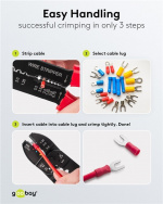 Fixpoint Crimptång för isolerade och oisolerade kabelskor multifunktionell tång för att krympa, klippa och avlägsna kablar samt för att förkorta skruvar