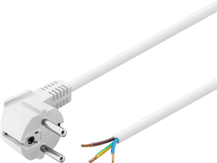 Goobay Haakse contactkabel voor montage, 5 m, wit randaardestekker (type F, CEE 7/7) > losse kabeluiteinden Goobay Haakse contactkabel voor montage, 5 m, wit randaardestekker (type F, CEE 7/7) > losse kabeluiteinden