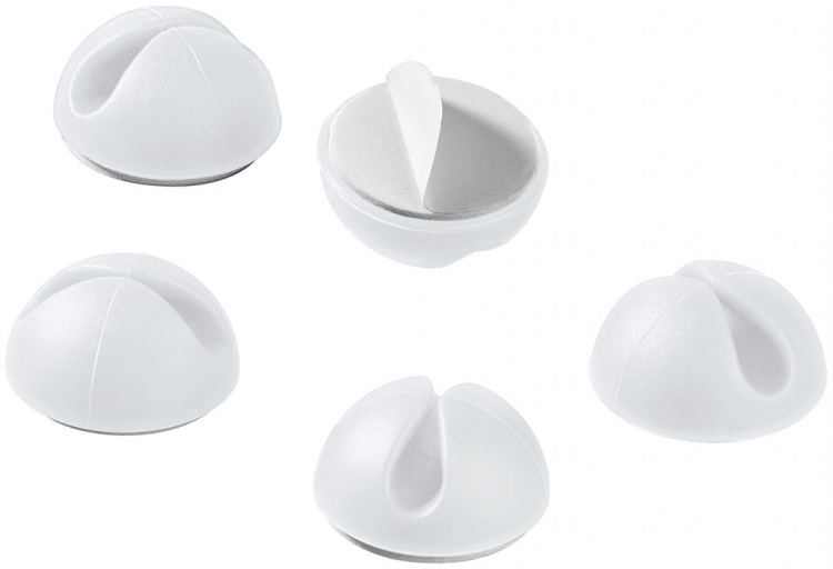 Goobay Kabelhantering 1 urtag, vit 5-pack för att ordna och fästa, avtagbar