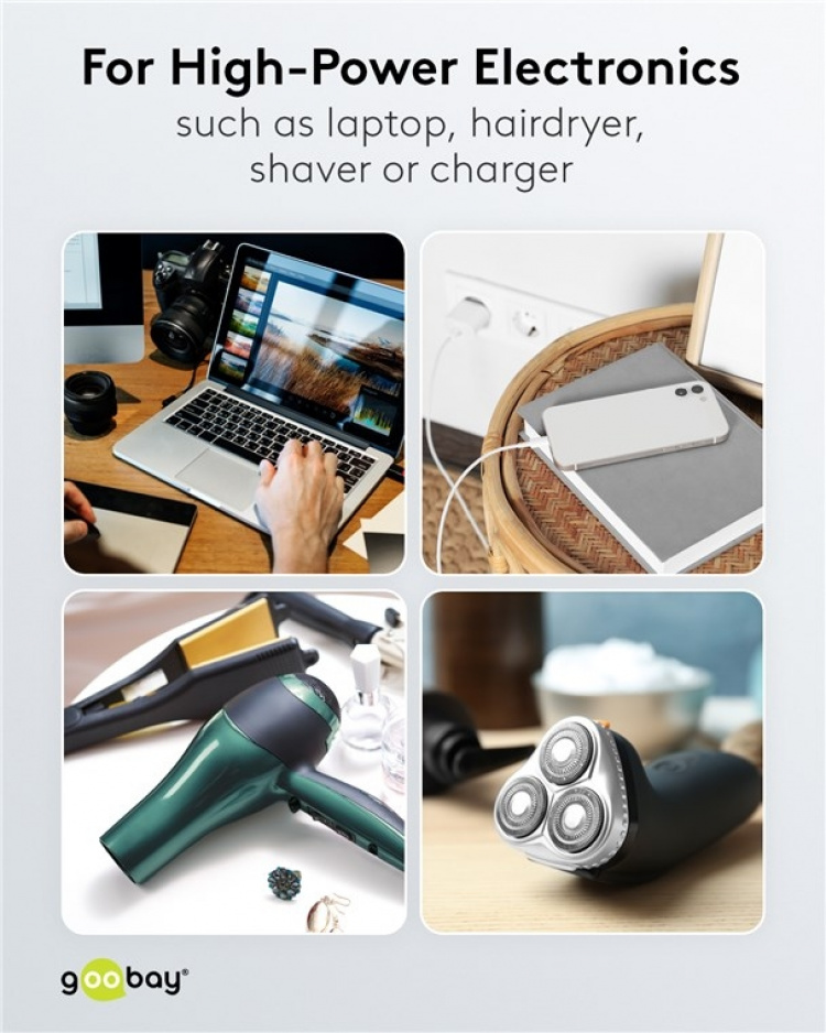 Goobay Nätadapter Storbritannien, svart uttag med skyddsjord (typ F, CEE 7/3) > brittisk 3-polig kontakt (typ G, BS 8546)