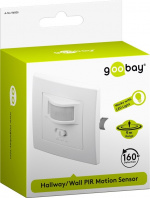 Goobay Infraröd rörelsedetektor för infälld väggmontering, 160° detektion, 9 m räckvidd, för inomhusbruk (IP20), LED-anpassad