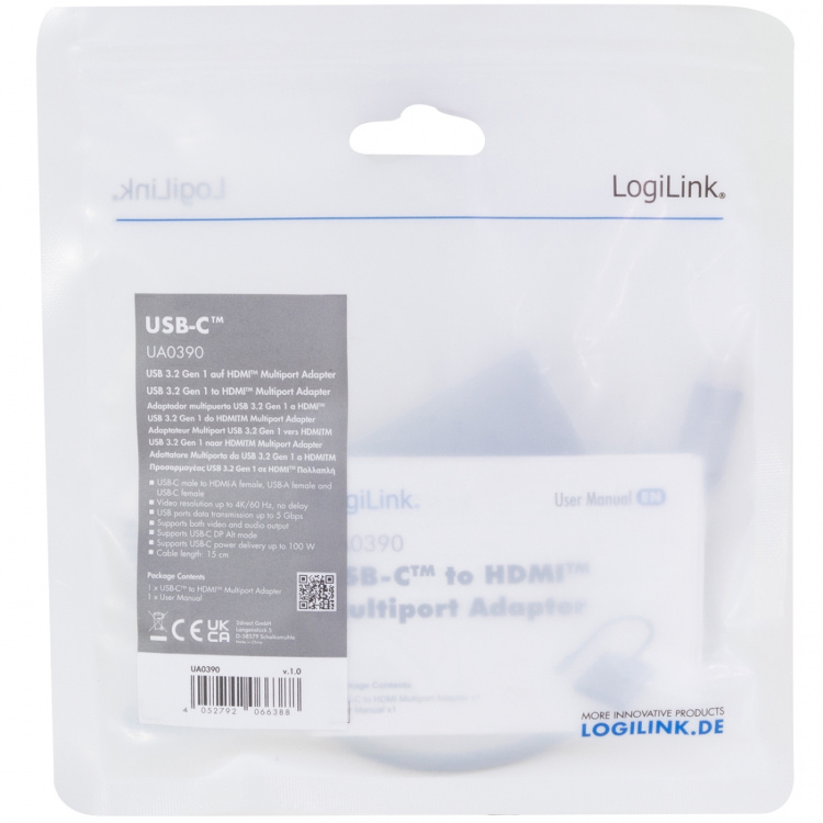 LogiLink USB-C -> HDMI/USB-A/USB-C PD 4K/60Hz