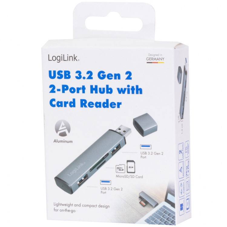 LogiLink USB-hub (USB 3.2 Gen2) Minneskortsläsare/USB-A