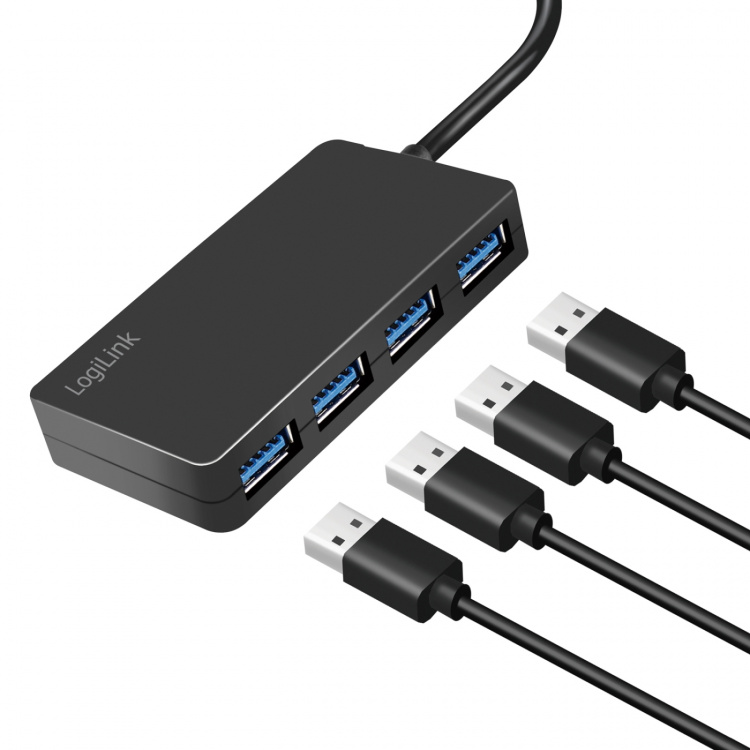 LogiLink USB 3.0-hub (3.2 Gen1) 4 USB-A-portar