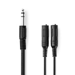 Nedis Stereo-Audiokabel | 6,35 mm Male | 2x 6,35 mm Female | Vernikkeld | 0.20 m | Rond | Doos