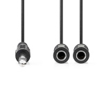Nedis Stereo-Audiokabel | 6,35 mm Male | 2x 6,35 mm Female | Vernikkeld | 0.20 m | Rond | Doos