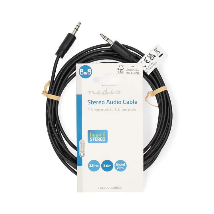 Nedis Stereo-Audiokabel | 3,5 mm Male | 3,5 mm Male | Vernikkeld | 3.00 m | Rond | Zwart | Label Nedis Stereo-Audiokabel | 3,5 mm Male | 3,5 mm Male | Vernikkeld | 3.00 m | Rond | Zwart | Label