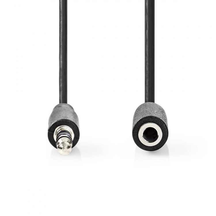 Nedis Stereo-Audiokabel | 3,5 mm Male | 3,5 mm Female | Vernikkeld | 1.00 m | Rond | Zwart | Label