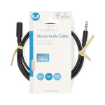 Nedis Stereo-Audiokabel | 3,5 mm Male | 3,5 mm Female | Vernikkeld | 1.00 m | Rond | Zwart | Label