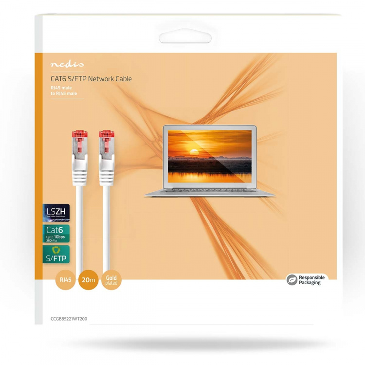 Nedis CAT6 Netwerkkabel | RJ45 Male | RJ45 Male | S/FTP | 20.0 m | Binnenshuis | Rond | LSZH | Wit | Doos Nedis CAT6 Netwerkkabel | RJ45 Male | RJ45 Male | S/FTP | 20.0 m | Binnenshuis | Rond | LSZH | Wit | Doos