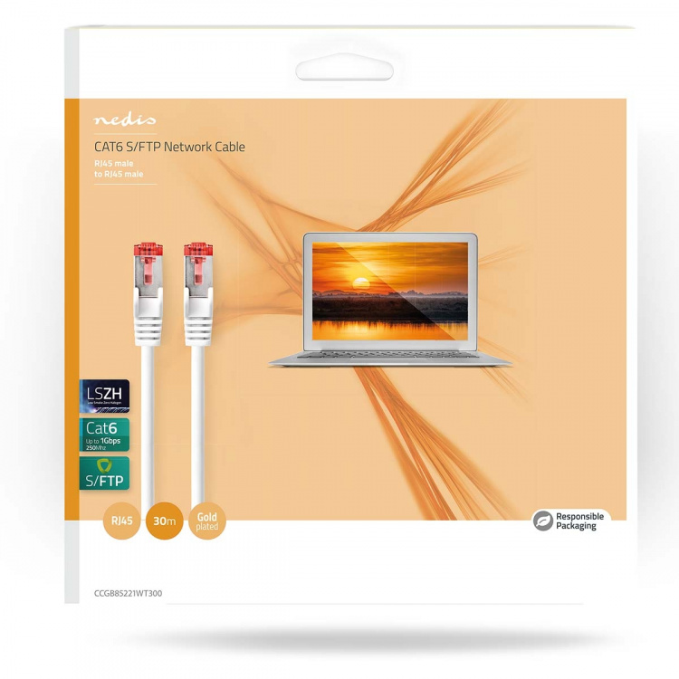 Nedis CAT6 Netwerkkabel | RJ45 Male | RJ45 Male | S/FTP | 30.0 m | Binnenshuis | Rond | LSZH | Wit | Doos Nedis CAT6 Netwerkkabel | RJ45 Male | RJ45 Male | S/FTP | 30.0 m | Binnenshuis | Rond | LSZH | Wit | Doos